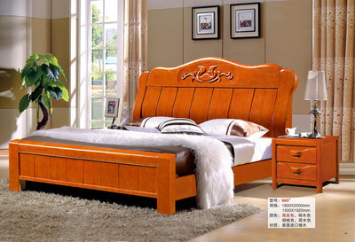 厂家直销 简约现代床 鸿佳 橡木白坯605# 橡木床 橡木衣柜 橡木家具 橡木家具厂家